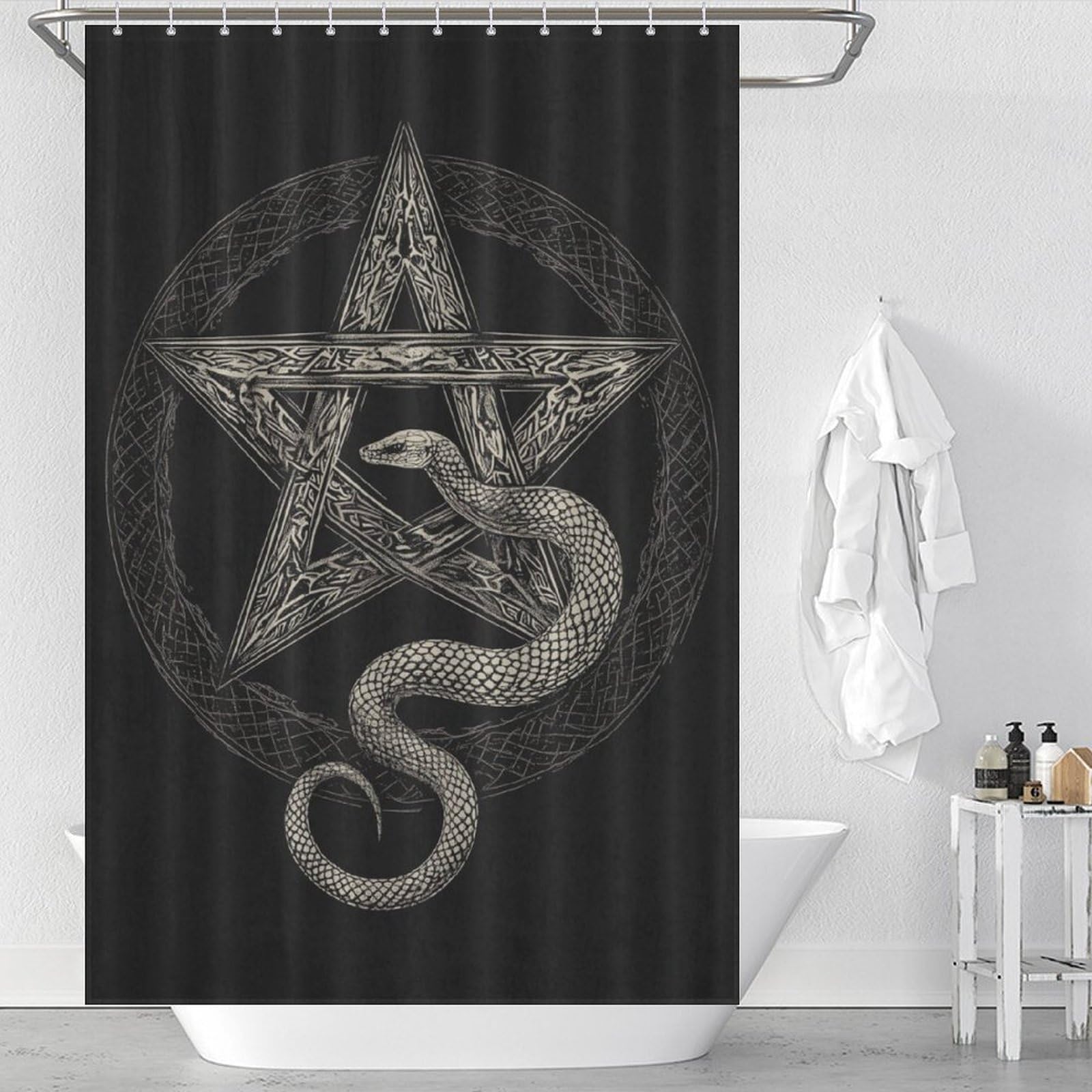 Rideau de douche pentagramme imperméable et résistant à séchage rapide style moderne