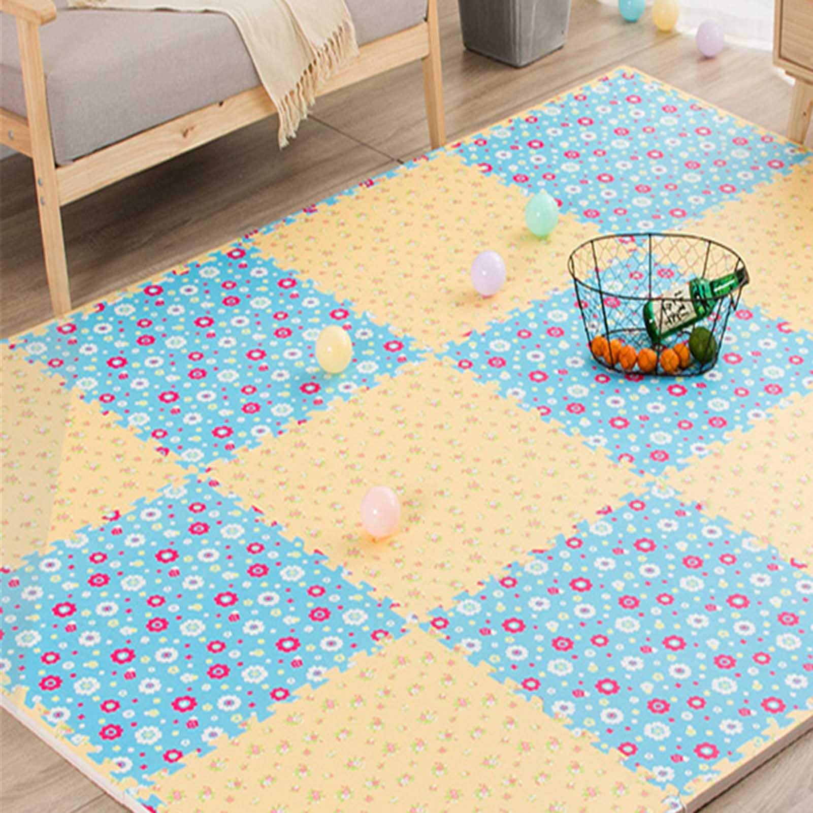 Tappetino da Gioco per Bambini, Tappetini in Schiuma per Bambini - Perfetto per La Protezione del Pavimento, Garage, Esercizio Fisico, Yoga, Sala Giochi,Blue+Beige,4