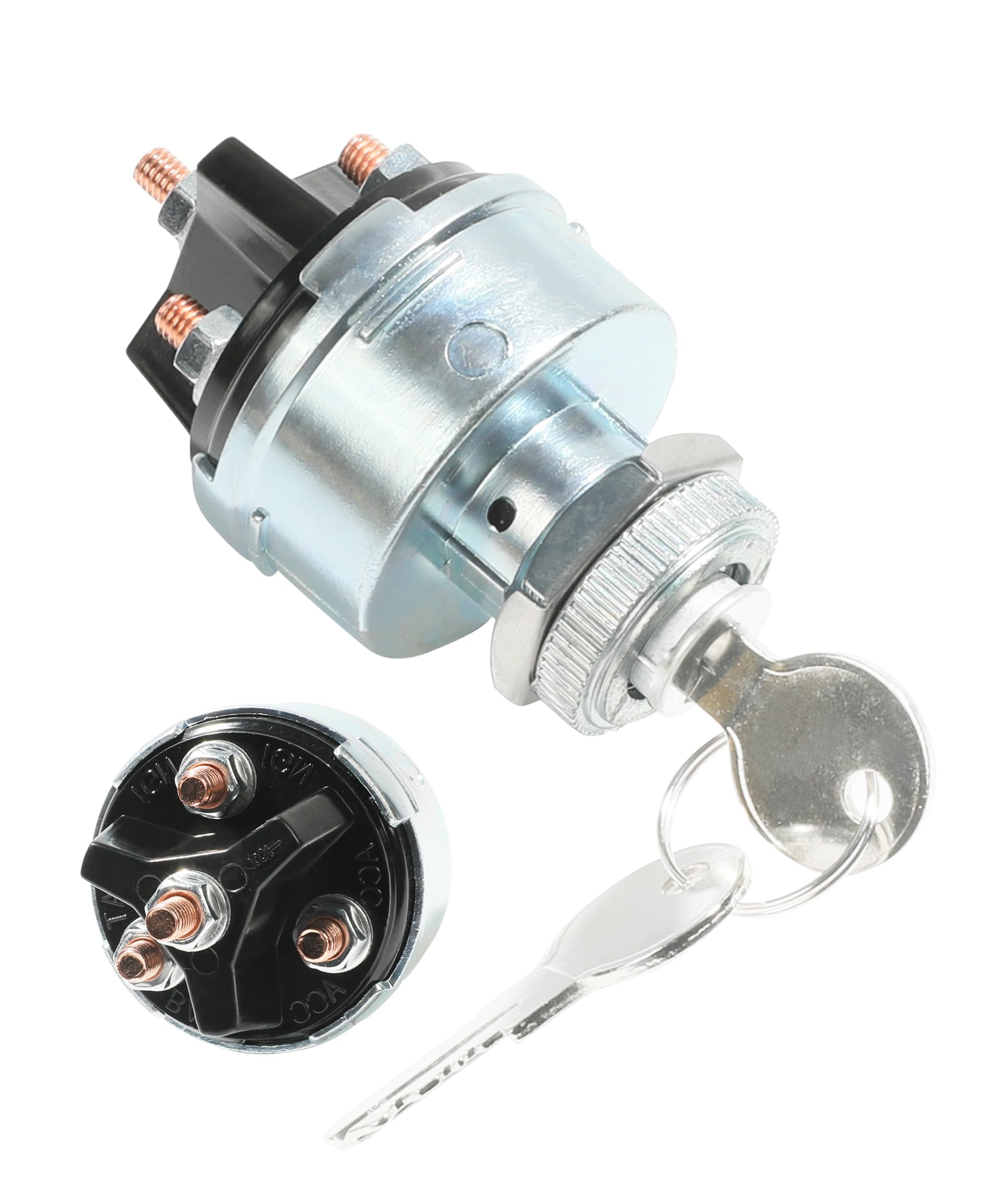 Zlirfy Ignition Key Switch,4-Position 12v Ignition Key Switch,Universal Starter Switch,Compatible with Car,Trailer, Tractor, Truck, Forklift, Caterpillar, Agricultural,Acc/Off/IGN/Start