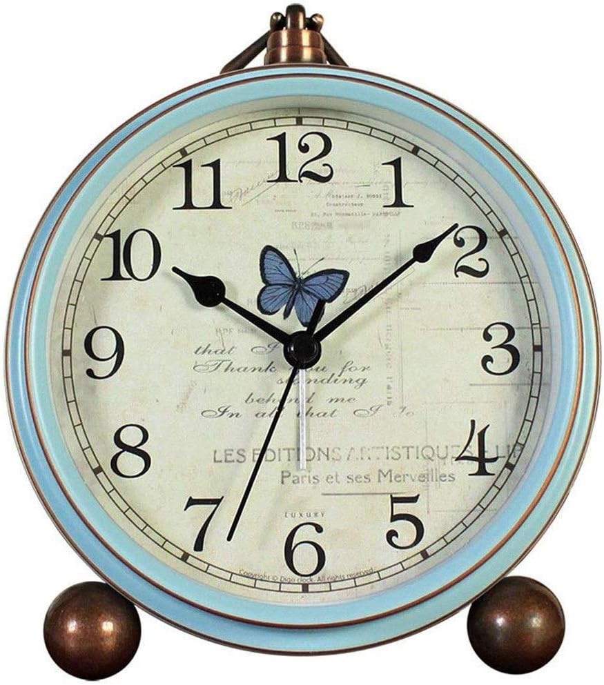 Retro circular bed battery alarm clock mute decoration printing color: