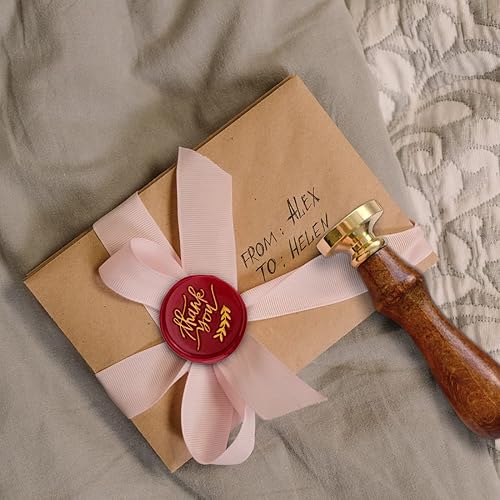 Miniatura 10 de Ophelia Hall - Sello de cera para ventana, mango de madera con cabeza de metal de latón, ideal para sobres, bolsas, embalaje de regalo, etiqueta de