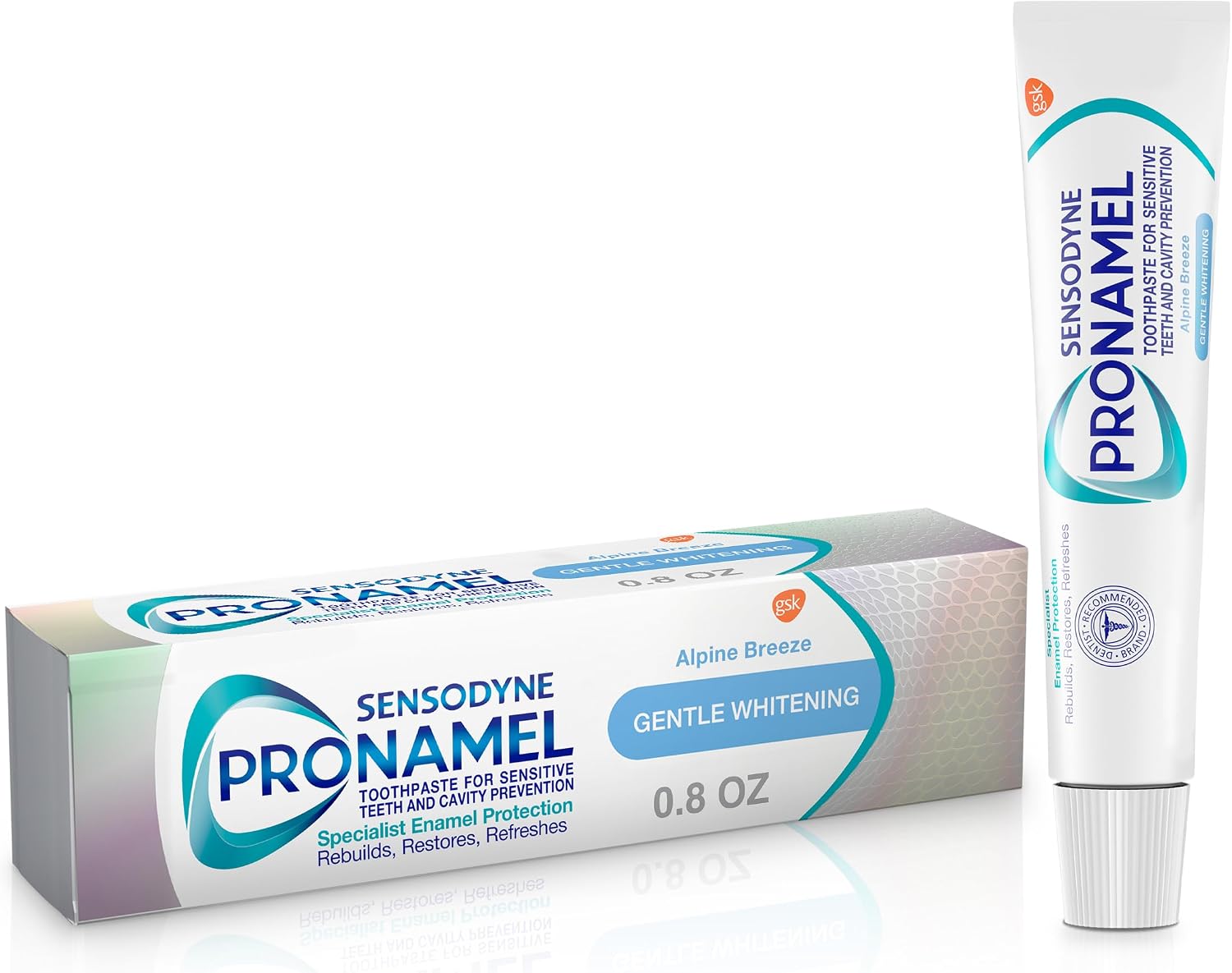 Sensodyne Pronamel Gentle Whitening Enamel Toothpaste for Sensitive Teeth and Cavity Protection, Strengthens Enamel and Whitens Teeth, Alpine Breeze - 0.8 Ounces