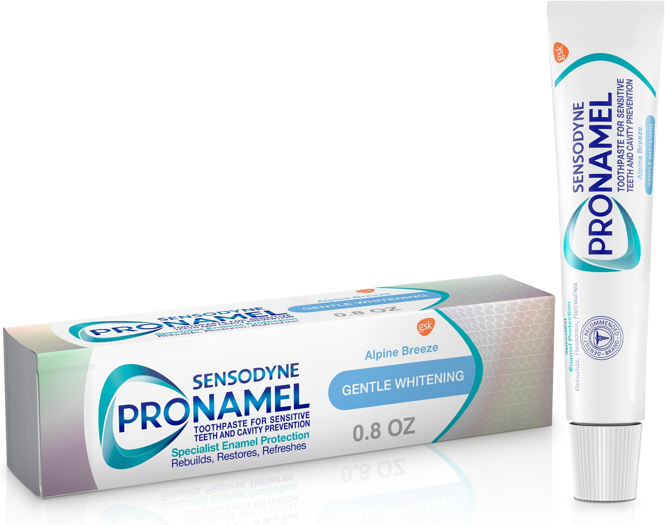 Gentle Whitening Enamel Toothpaste for Sensitive Teeth and Cavity Protection, Strengthens Enamel and Whitens Teeth, Alpine Breeze - 0.8 Ounces