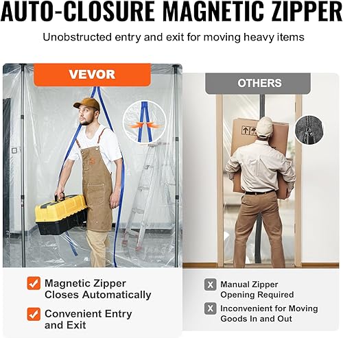 Miniatura 3 de VEVOR Postes de barrera contra el polvo, postes cargados con barrera de resorte de 10 pies, sistema de barrera contra el polvo con 4 postes