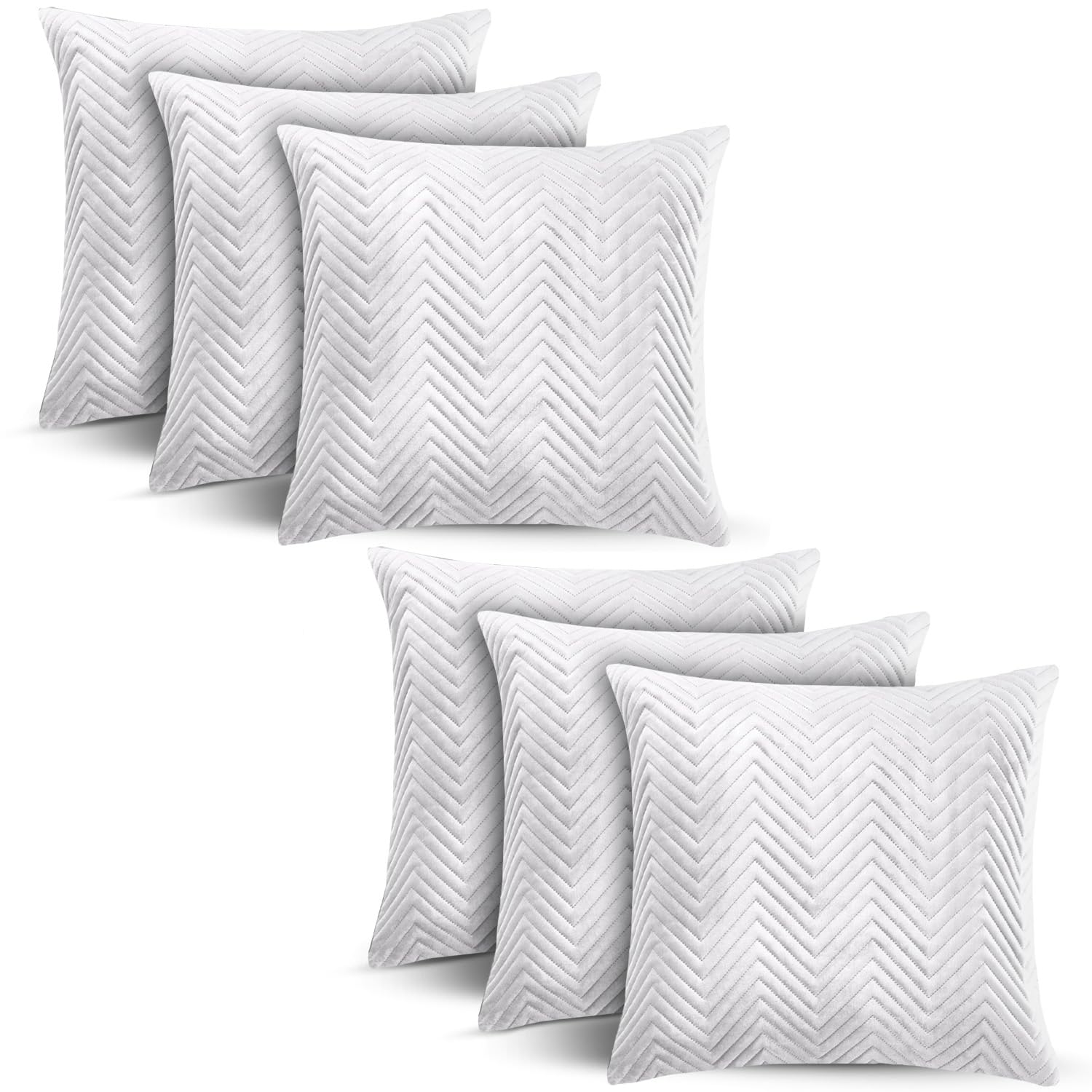BedLooms Silver Velvet Cushion Covers 45x45 cm (Set of 6) – Soft Ultrasonic Stitch, Hidden Zipper, Decorative Throw Pillow Cases for Sofa, Couch & Living Room (18x18 Inch) — image 1