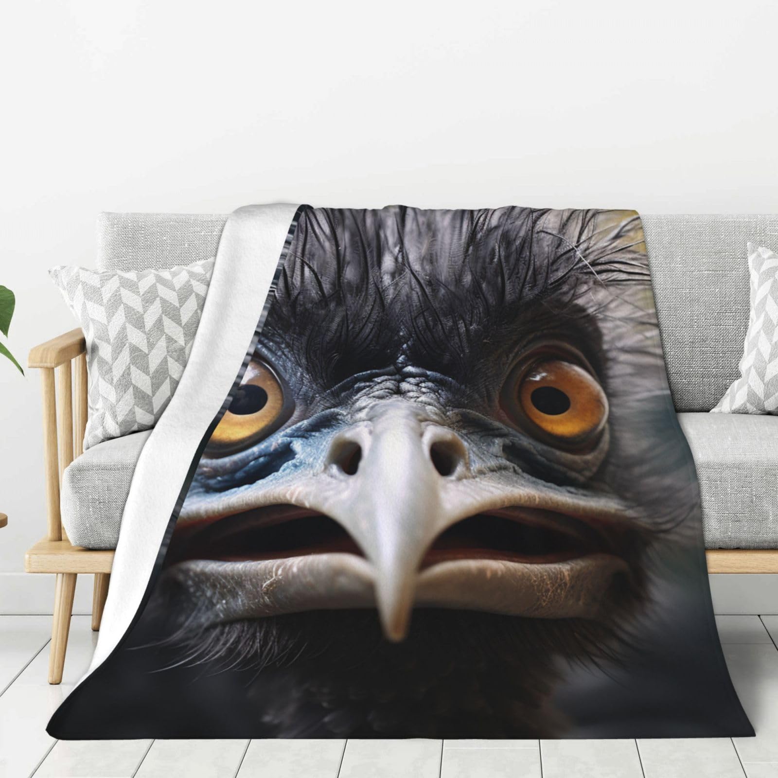 Emu Throw Blanket Plush Flannel Fleece Blanket, Soft Lightweight Cozy Blankets 50"X40" for Bed Couch Sofa Travel