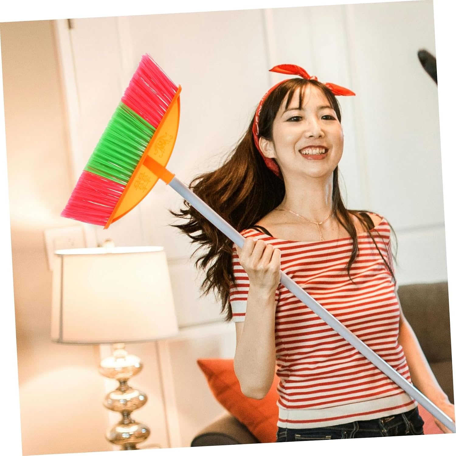 SECFOU 1pcs Floor Sweeper Broom Head Replacement Hard Bristle Broom Part for Home and Office Cleaning Easy to Use and Store for Indoor and Outdoor Sweeping