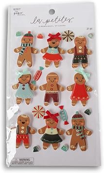 3D Gingerbread Men Christmas Stickers for Journaling, Scrapbooking, Cardmaking, Arts & Crafts - 21 Pieces