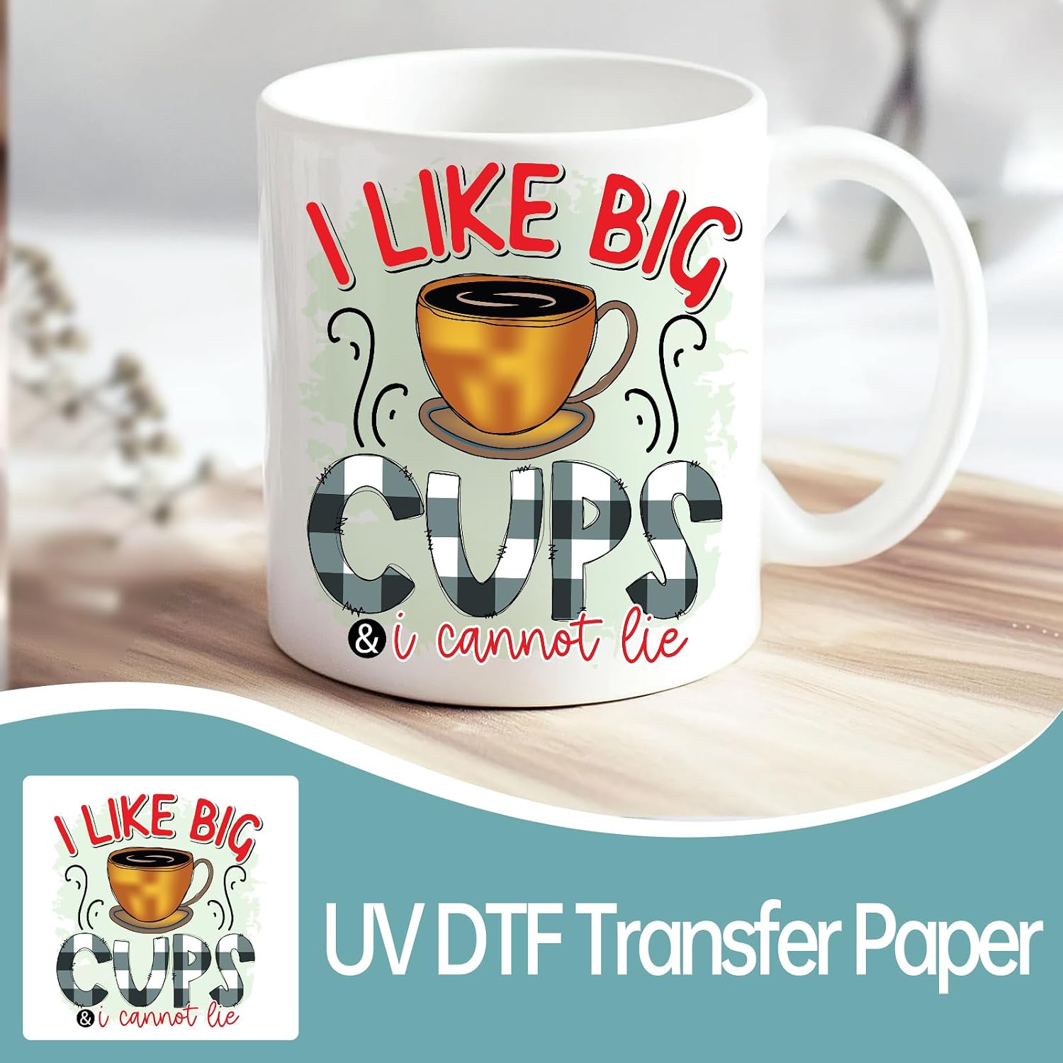 UV DTF Stickers - 24 Sheets Funny Coffee Saying UV DTF Cup Wrap for Coffee Mugs Glass, DIY Decals for Tumblers, Waterproof Rub on Transfers for Crafts