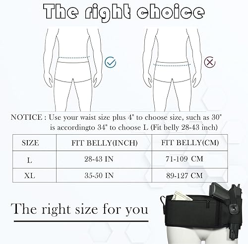 Miniatura 4 de Crienten Funda de banda para el vientre para transporte oculto, fundas para pistola de vientre para mujeres y hombres, funda de banda de cintura