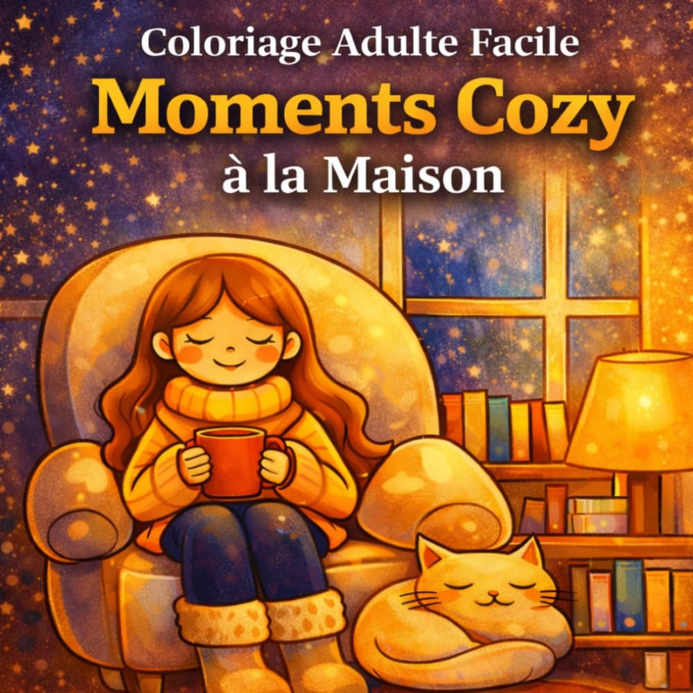 Coloriage Adulte Facile : Moments Cozy à la Maison: Livre de coloriage Bold & Easy – 100 pages anti-stress, scènes mignonnes et relaxantes