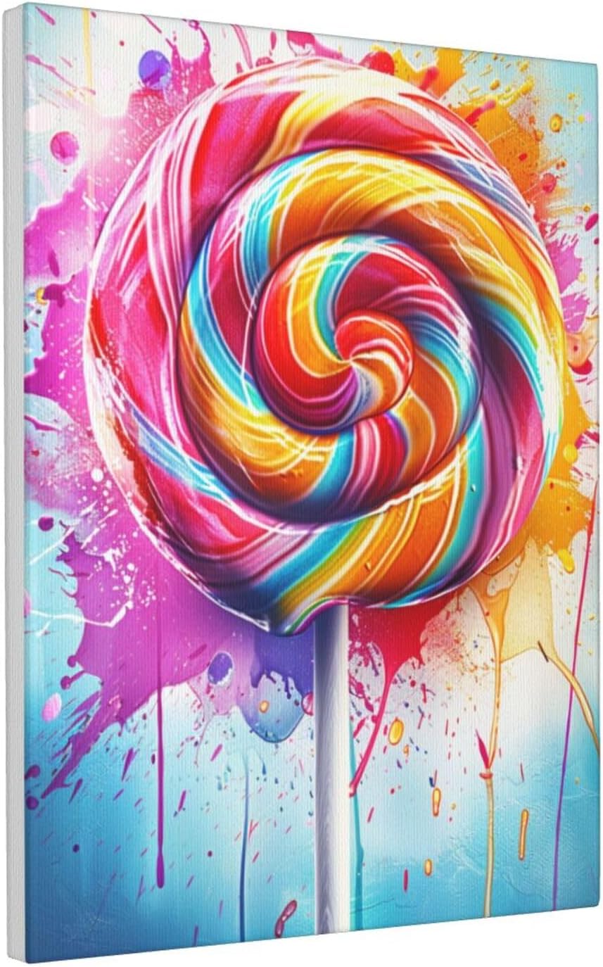 MA6GE8DE Canvas Paintings For Candy Shop Lolli Poster,Candy Shop,Cafes,Man Cave,Yard Wall Art Decor Canvas Prints,Enchanting Lolli Canvas Frameless Painting,For Candy Enthusiast Gifts 12x16 inch