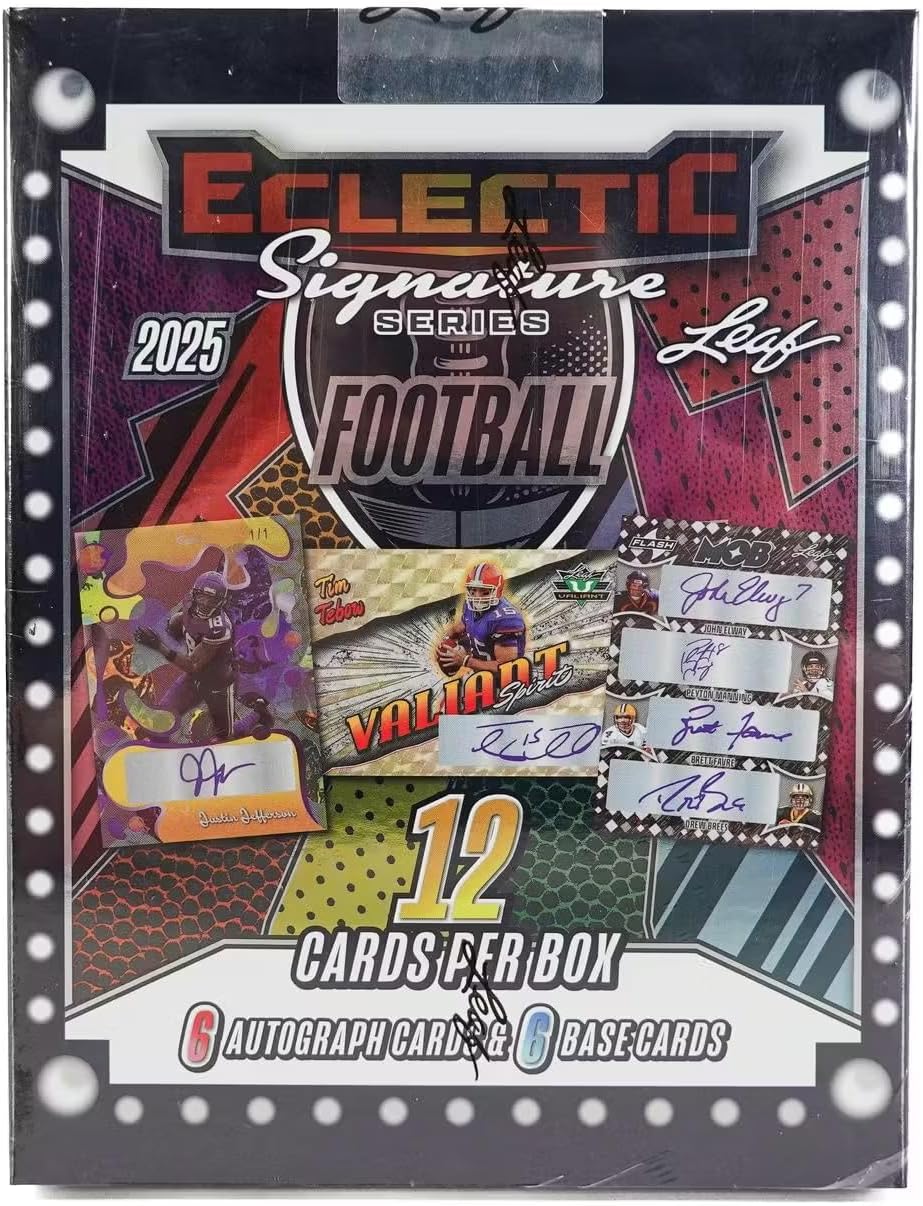 2025 Leaf Eclectic Signature Series Football Hobby Trading Card Box (6 Autographs Per Box)