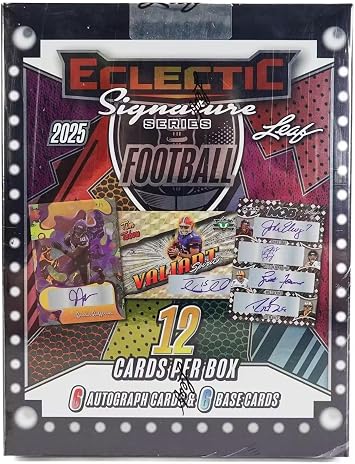 2025 Leaf Eclectic Signature Series Football Hobby Trading Card Box 6 Autographs Per Box