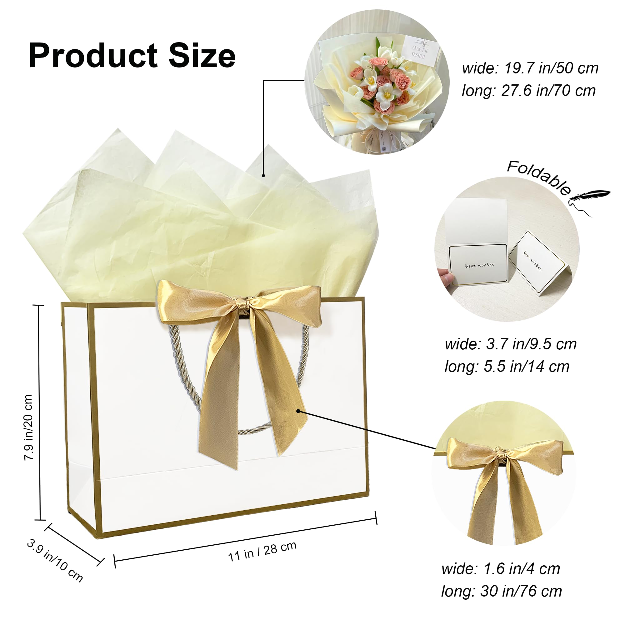 Lot 48 Sacs Cadeaux Papier Avec Nœud Rose - 21x15x9cm, Poignées, Pour Mariage Et Fêtes