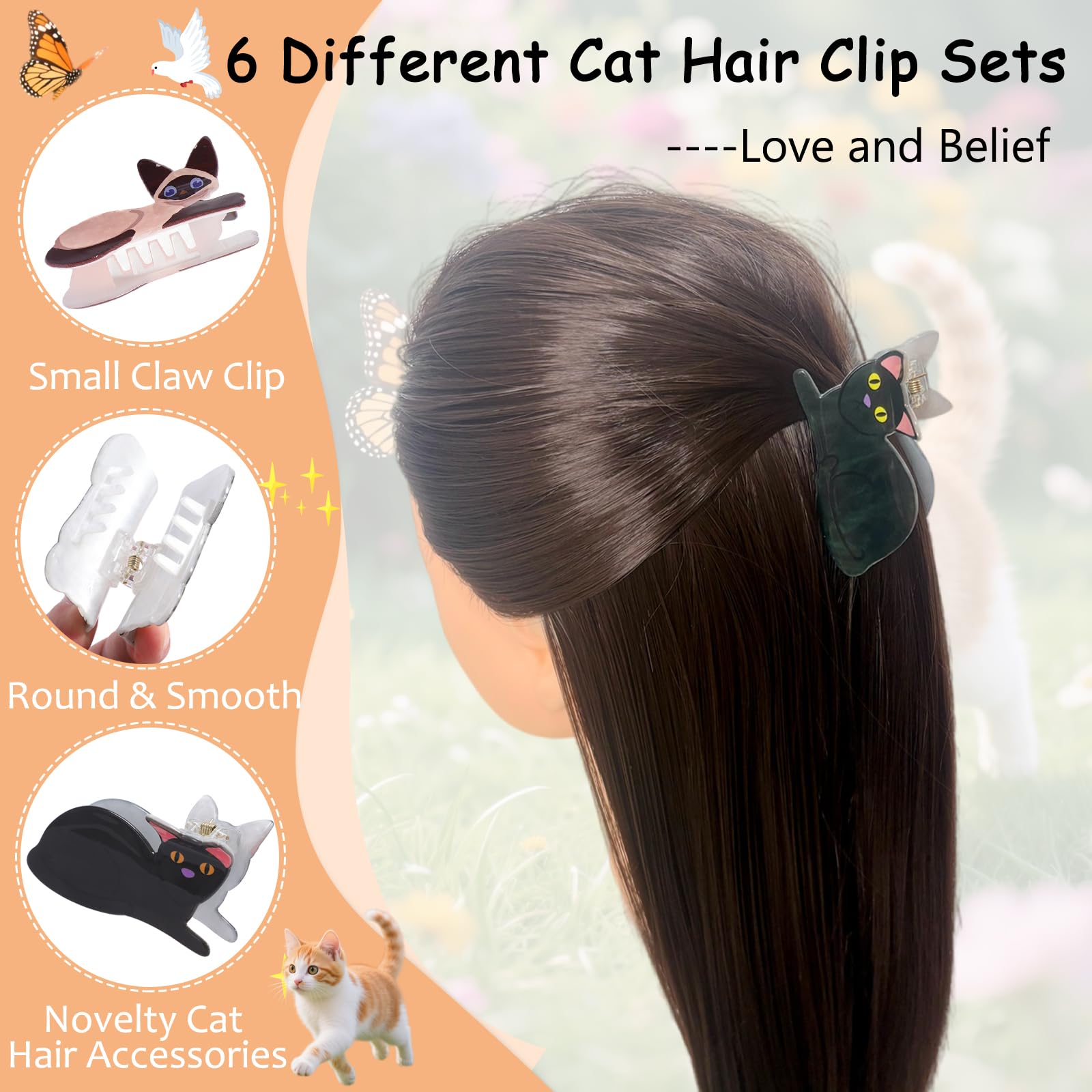 Amazon.com : 6-Piece Set of Cat Claw Hair Clips, Cute Cat  display picture 1