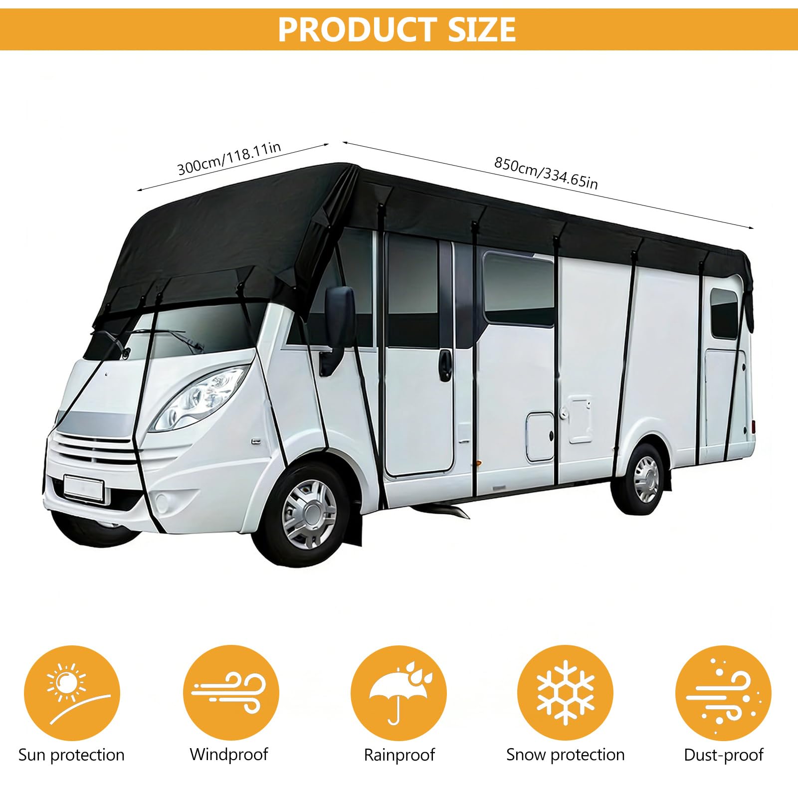 Wohnwagen Abdeckung, 210d Oxford Gewebe Wohnwagenplane, wasserdichte, Wind- und SchneegeschüTzte Wohnwagen SchutzhüLle, Uv Protector Abdeckplane mit Festband für Verschiedener Wohnmobile (8.5x3m)