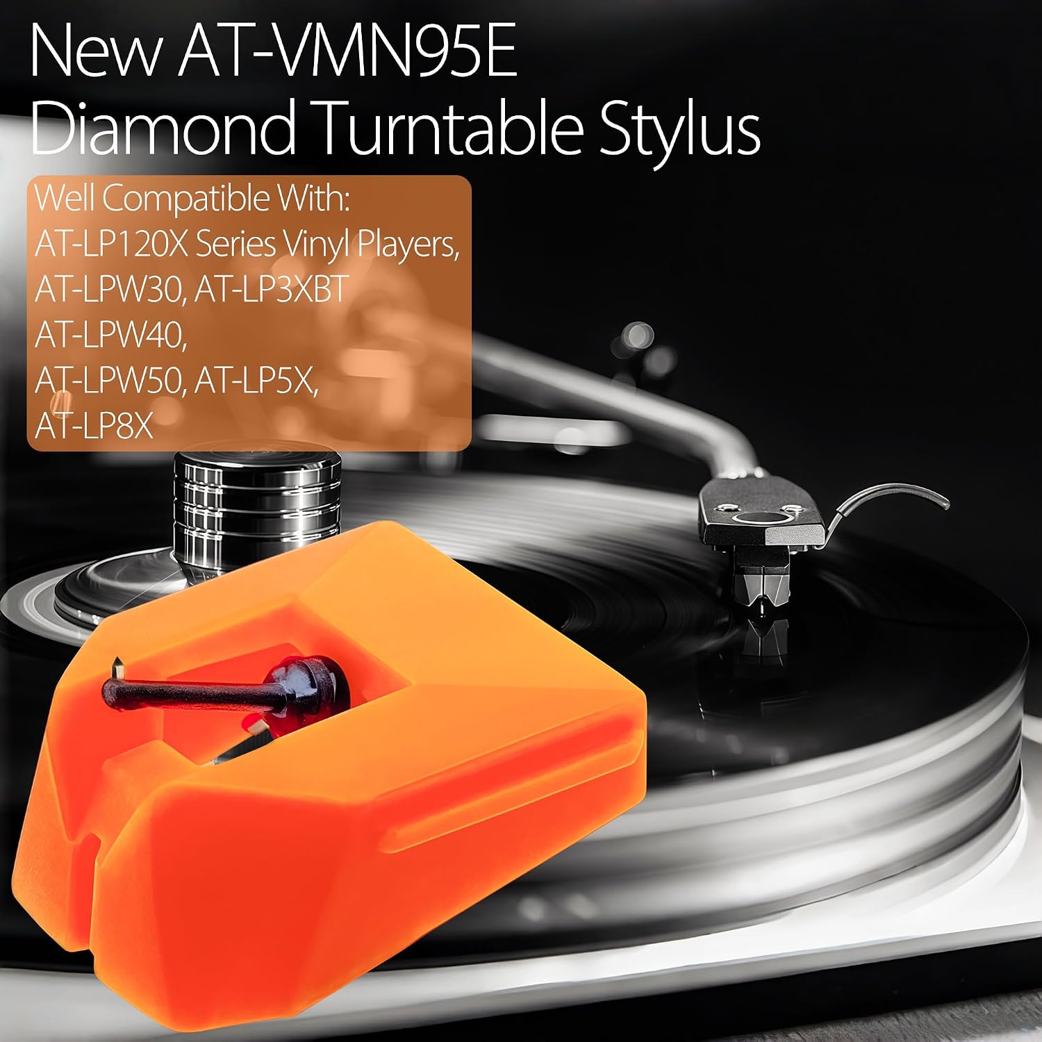 AT-VMN95E Elliptical Replacement Stylus for AT-VM95 Series Cartridges, Replacement Styli for ATN-XP5, ATN-XP3, Compatible with Audio-Technica AT-LP120X Series, AT-LP120XUSB, AT-LP120XBT-USB image 2