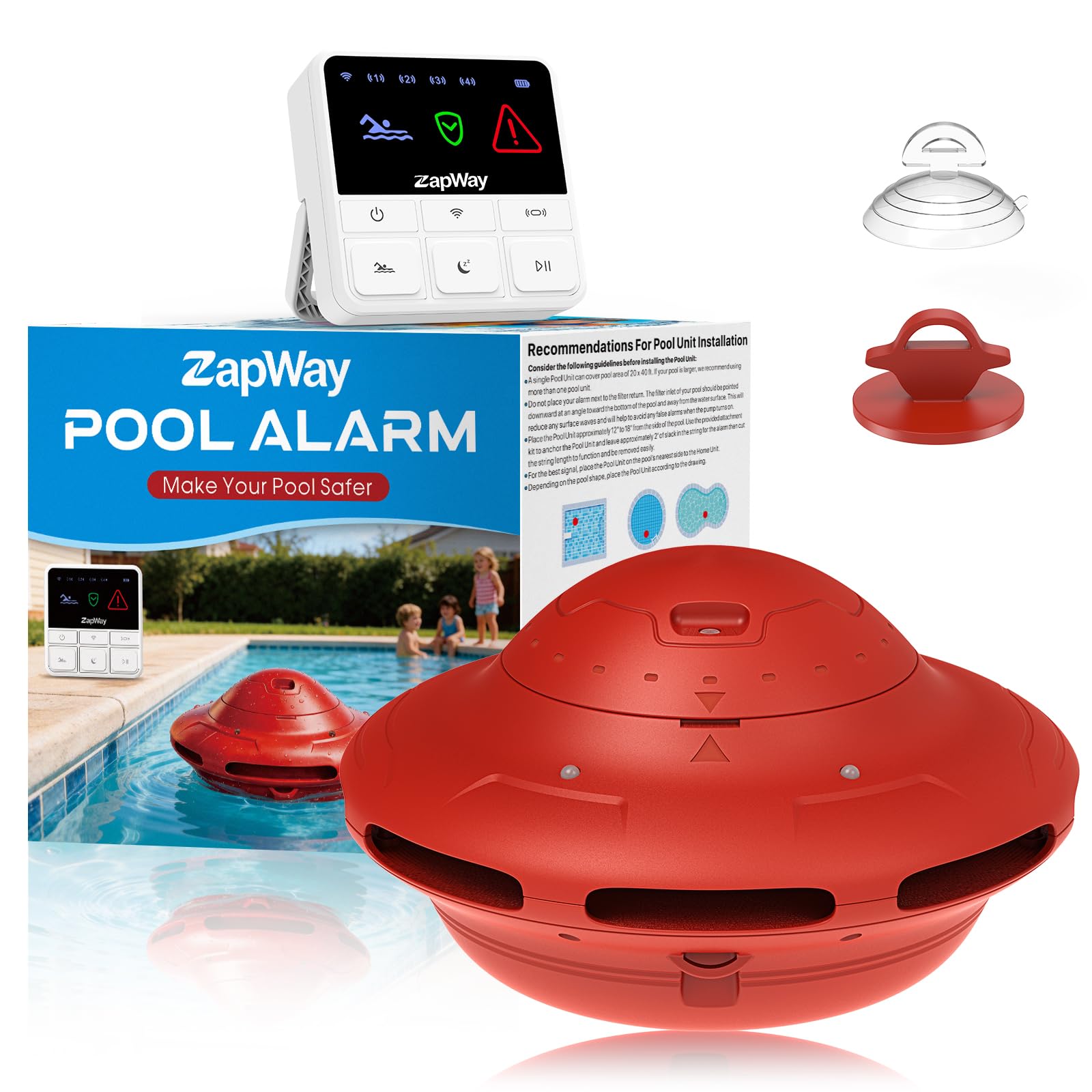 Photo 1 of ZapWay Pool Alarm with Indoor Receiver, Red