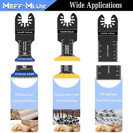 55PCS Titanium Multi Tool Blades, Universal Oscillating Multitool Blades for Wood Plastics Metal Cutting, Quick Release Oscillating Tool Accessories Compatible with DeWalt Makita Dremel and More