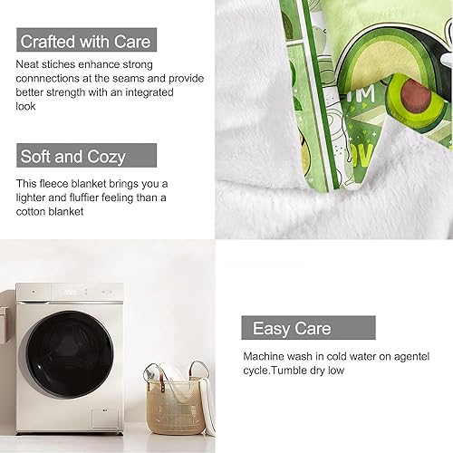 Miniatura 7 de Manta de aguacate de 40 x 50 pulgadas, citas divertidas veganas de Friut, manta de forro polar suave y acogedora para niños, regalos para niñas y
