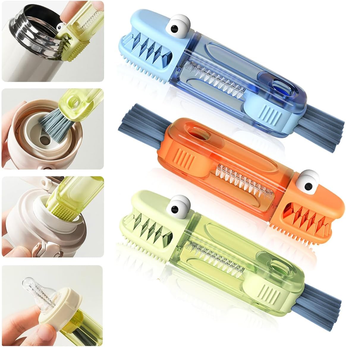 3 in 1 Cup Lid Cleaning Brush,2024 New Cup Cleaner Brush Water Bottle Crevice Cleaning Brush,Portable Bottle Cleaner Set for Baby Bottle Gap Tight Spaces Water Bottle Brushes for Cleaning(B-3pcs)