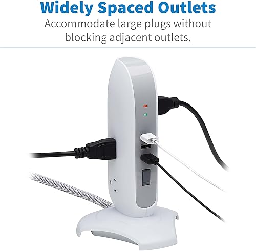 Miniatura 2 de Tripp Lite TLP66USB - Torre protectora de sobretensiones con puertos USB, 1200 julios, 5 tomas, 3 puertos USB, cable de extensión trenzado