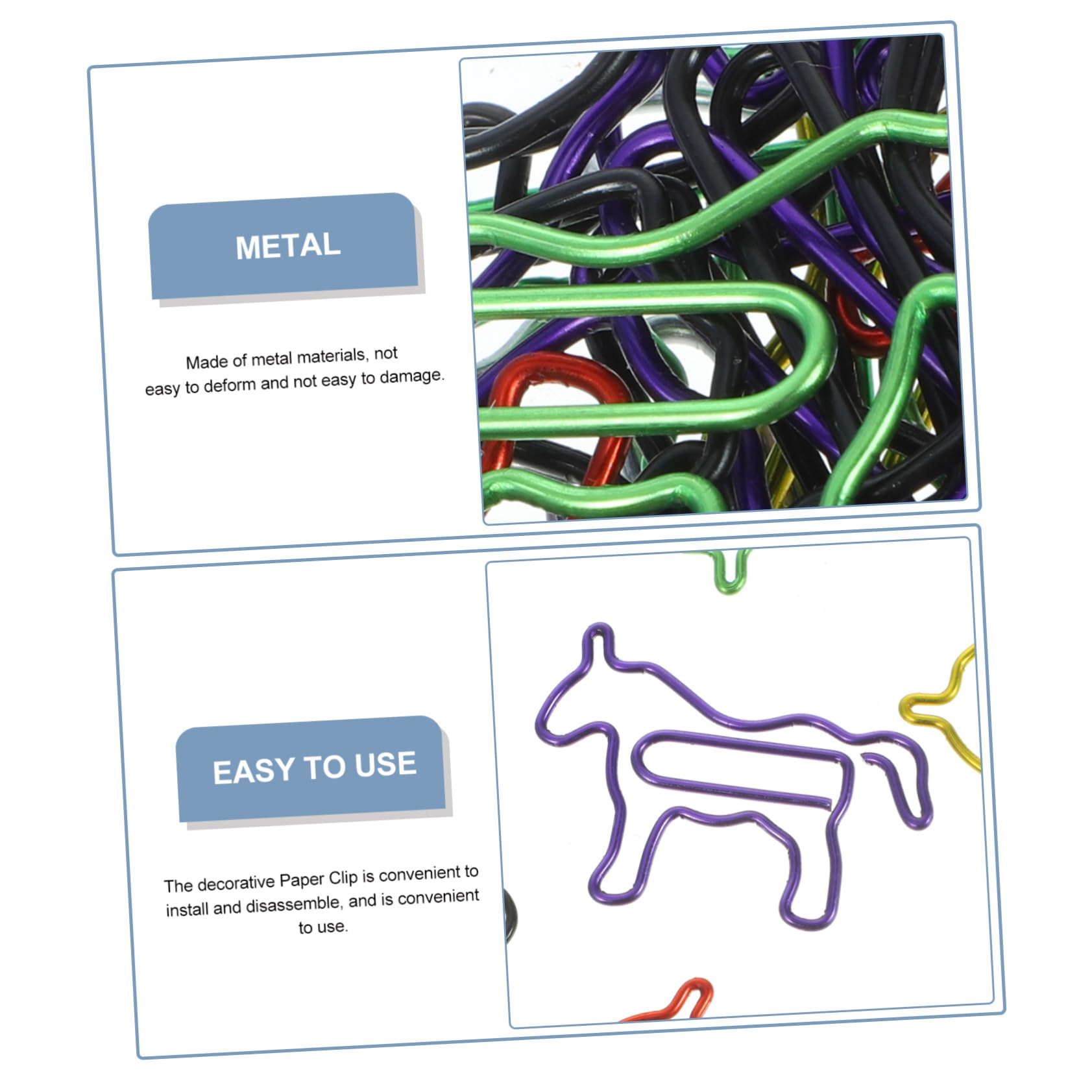 DOITOOL 5 Set Fermacarte Colorati Cavallo Clip Per Ufficio E Casa Decorativi E Pratici Per Documenti E Cancelleria 80 Pezzi * 5