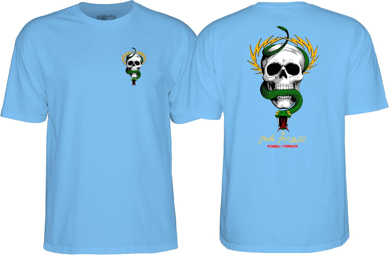 Powell Peralta Mike McGill Skull & Snake T-Shirt, Carolina Blue, Extra Large