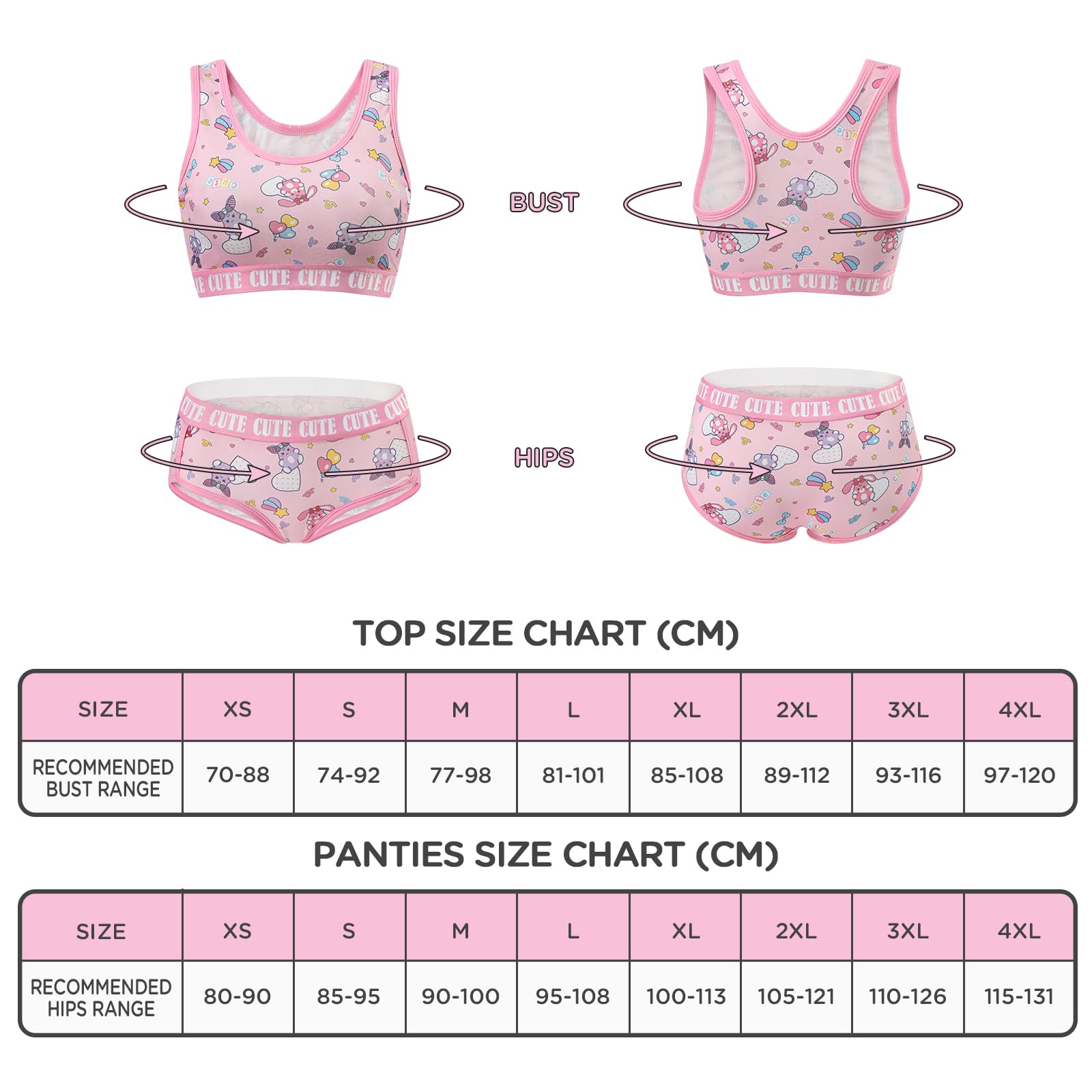 LittleForBig Conjunto de ropa de mujer de algodón Camisola y bragas Loungewear Usagi Bralette