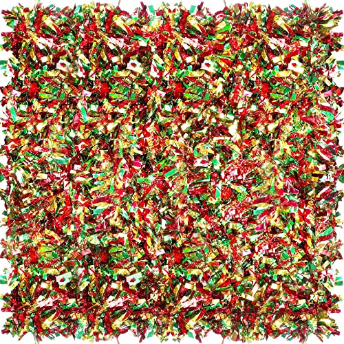 Dingion 59 Feet Christmas Tinsel Garland Shiny Thick,Gold Red Green