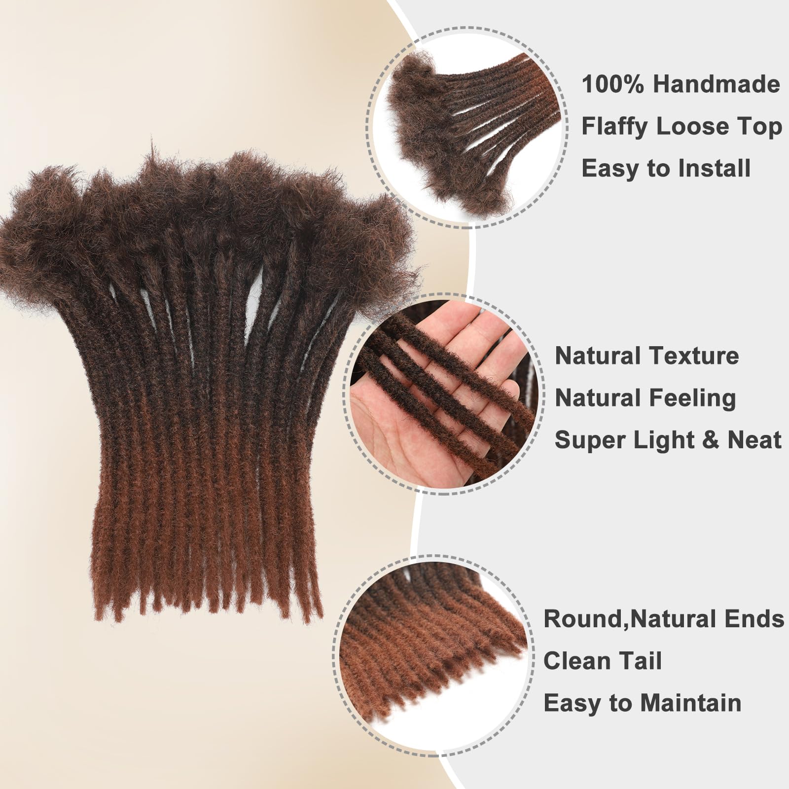QIDESHENG 8 Inch Dreadlock Extensions Synthetic Hair 30Strands 0.8 Width Handmade Dreads Hair Extensions Reggae Braids Locs Synthetic Hippie Single Ended Dreads for Women/Men/Kids (1B/30 - Image 3