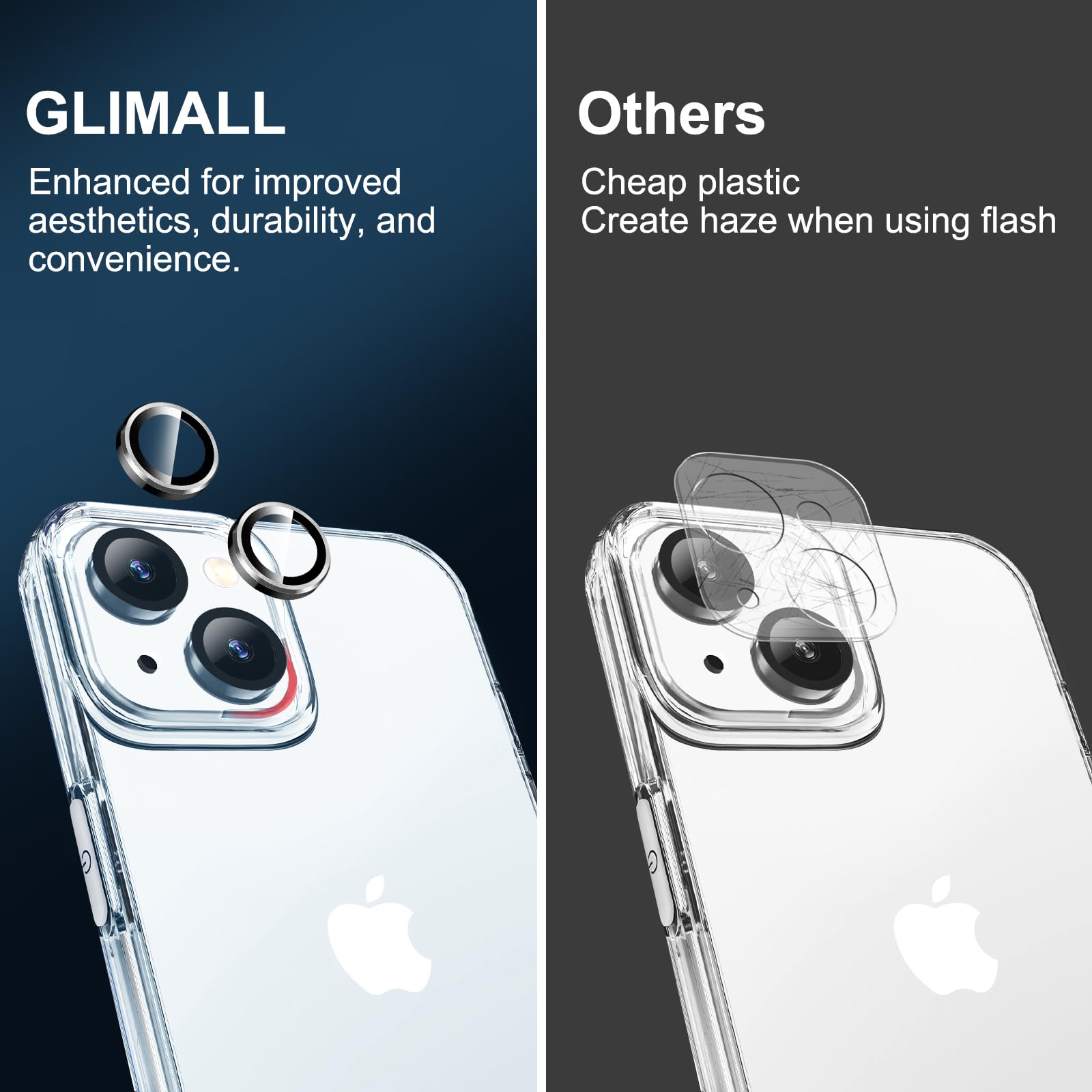 [5 in 1 Designed for iPhone 15 Clear Case with Screen Protector[2 Pack] +Camera Lens Protector[2 Pack], Military Grade Drop Protection Transparent Cover 6.1 Inch