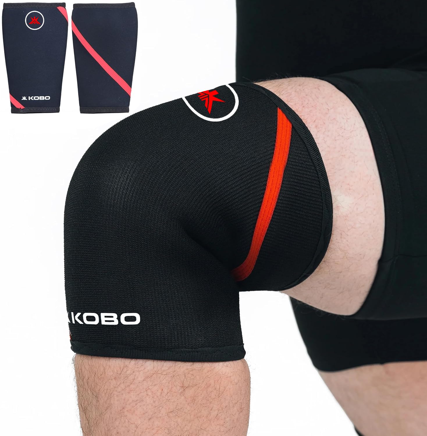 Kobo 7 mm Knee Cap Compression Support Knee Sleeves for Powerlifting Gym Squats Running Cycling Sports Jogging Workout Pain Relief (Material: Neoprene & Spandex)-image-40
