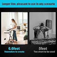 Vista 2 de FZONE Pedal de sostenido para teclados MIDI, pianos digitales, pedal de pie con cable de extensión de 2 metros, interruptor de polaridad