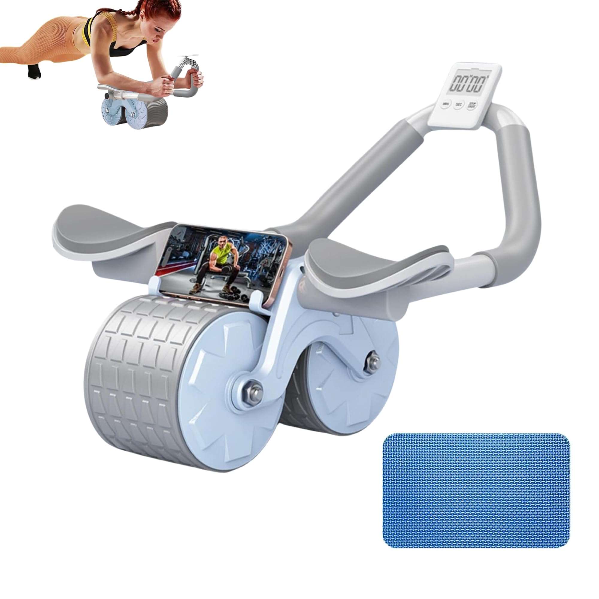 𝗔𝗯𝗱𝗼𝗺𝗶𝗻𝗮𝗹 𝗥𝗼𝗹𝗹𝗲𝗿 with Automatic Rebound. Wheel for ABS with Elbow Support. Home Training with Knee Pad and Stopwatch Included. Sports for Beginners at Home. — image 1