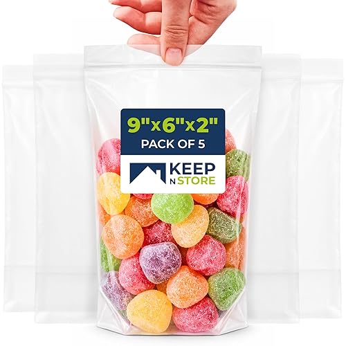 Gusseted Reclosable Stand Up Bags, Pack of 5 – Clear