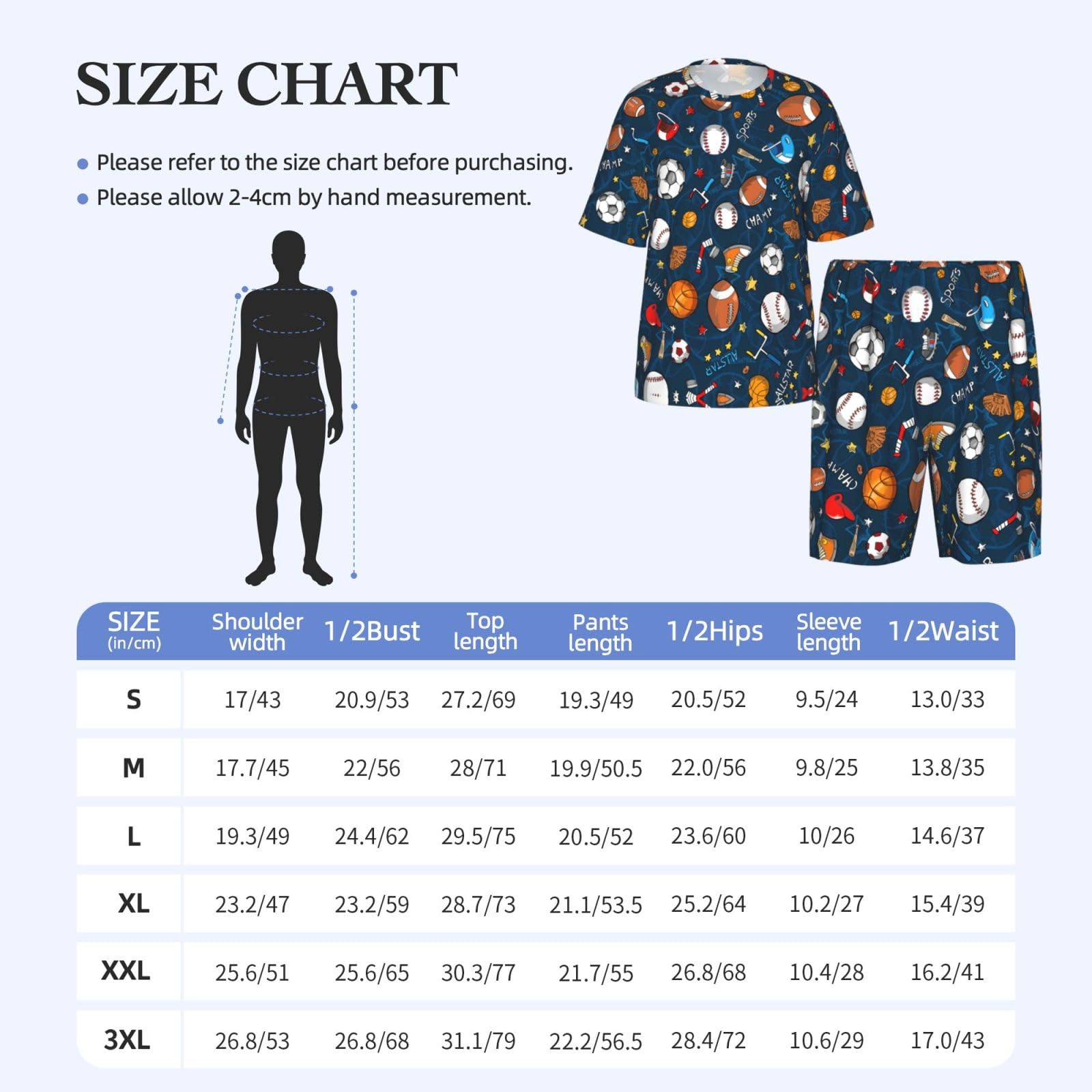 Conjunto de pijama deportivo con estampado de juego de béisbol para hombre, cómodo conjunto de pijama con pantalones cortos, perfecto para las noches de verano