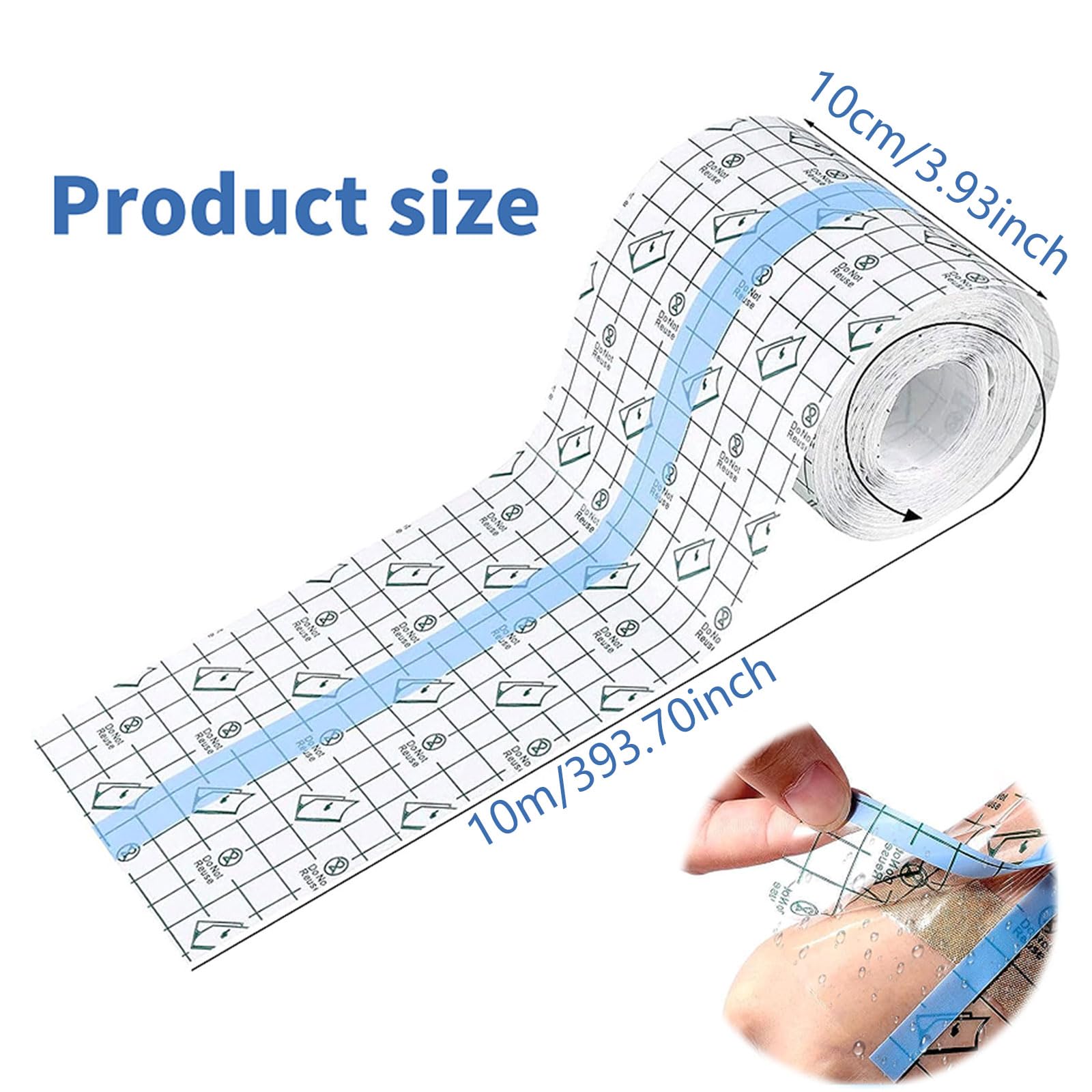 Benda Trasparente Cerotto Impermeabile 10m x 15cm Cerotti Elastici di Fissaggio Bendaggio Antiallergico Benda per la Protezione del Tatuaggio per Protezione Delle Ferite Cerotto Fisso Sport Bagno