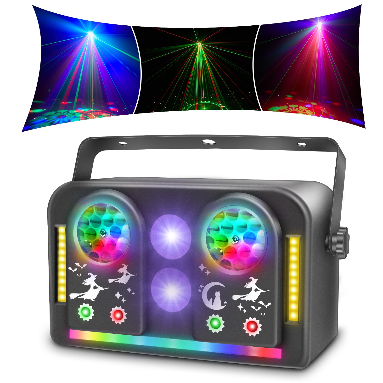 Moving Head - Luz de discoteca para fiestas, DMX 512, luz LED RGB, proyector de DJ, controlado por música, para KTV, reunión familiar, boda, cumpleaños, Halloween (T107)