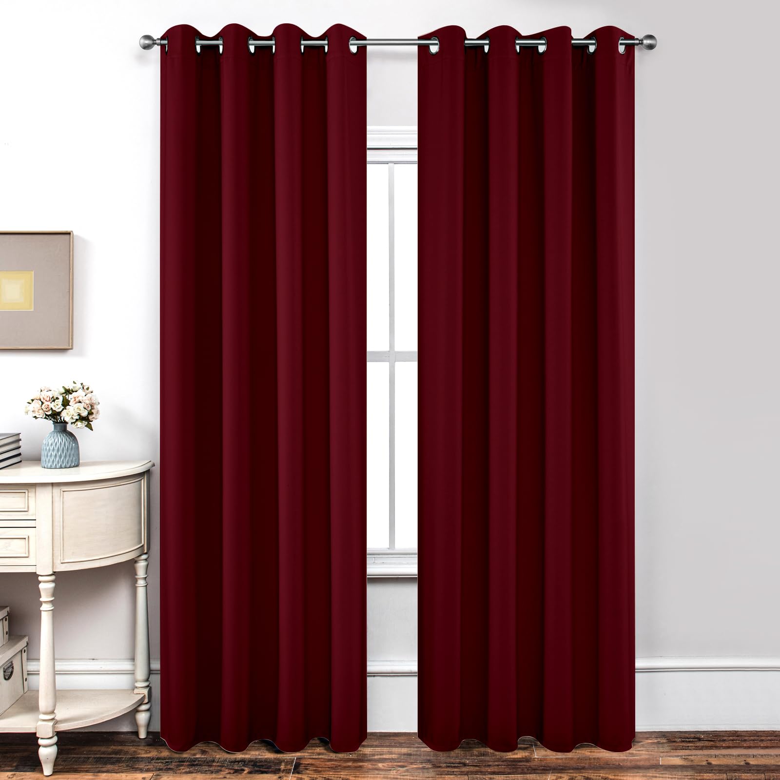 Joydeco Rideau Occultant 2 Pièces, Rideau Thermique Isolant Anti Chaleur Tenture Opaque à Oeillets Isolation Lumiere Anti UV Decoration Chambre Maison Salon Intérieurs