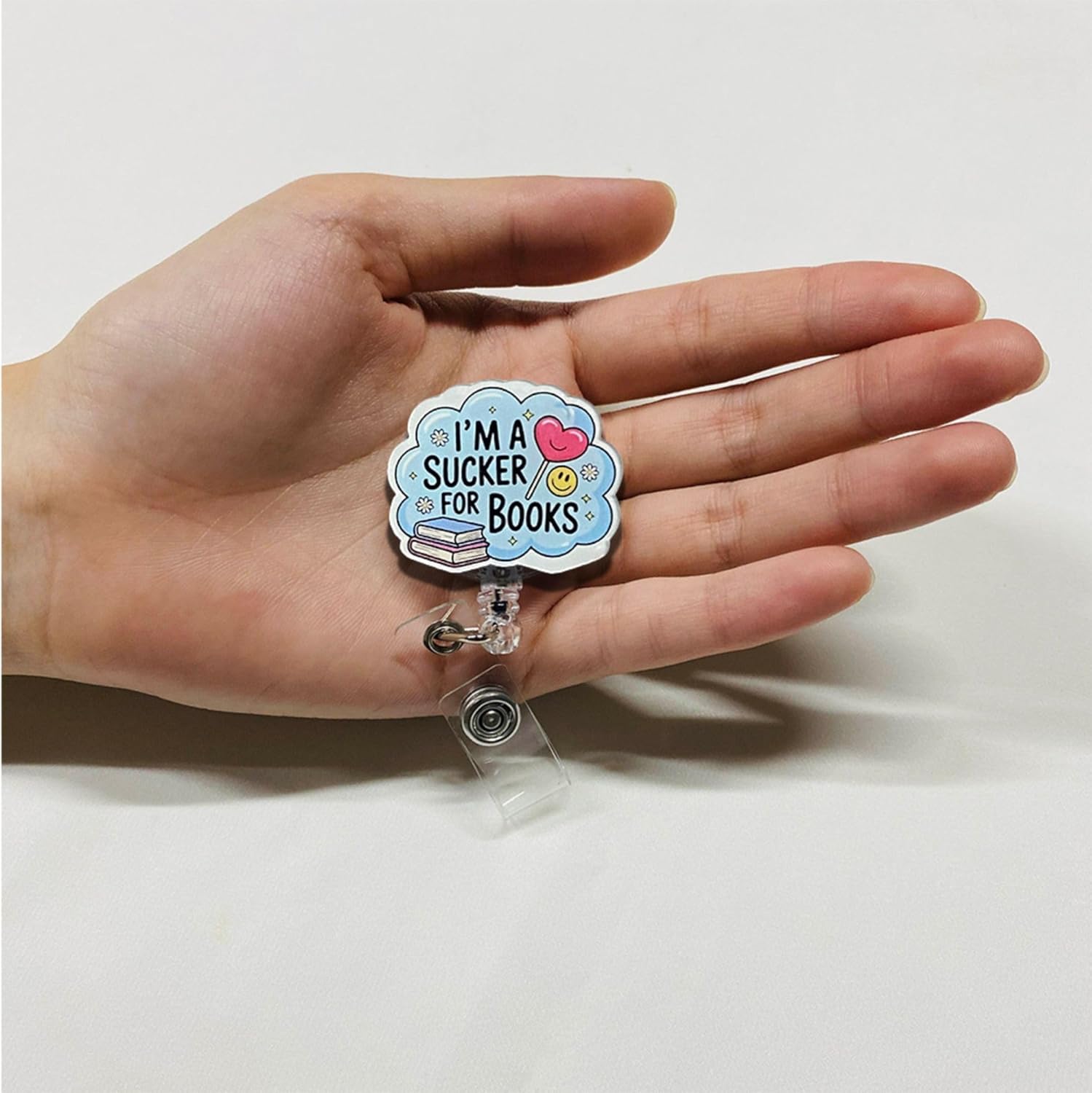 (4PCS) Books are My Social Life Badge Reels Retractable, Name Badge Holder Reel ID Clip, Book Lover Bookish Bookworm Pediatric Decorative Gifts for Readers Nurses Office Worker Teacher Student - Image 4