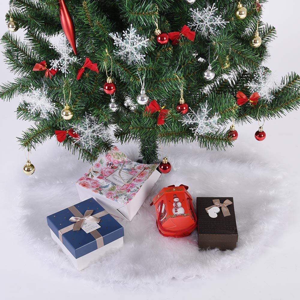 Tappeto Copribase Albero Di Natale Bakaji - Diametro 90cm, Effetto Neve, Peluche Bianco - Foto 11