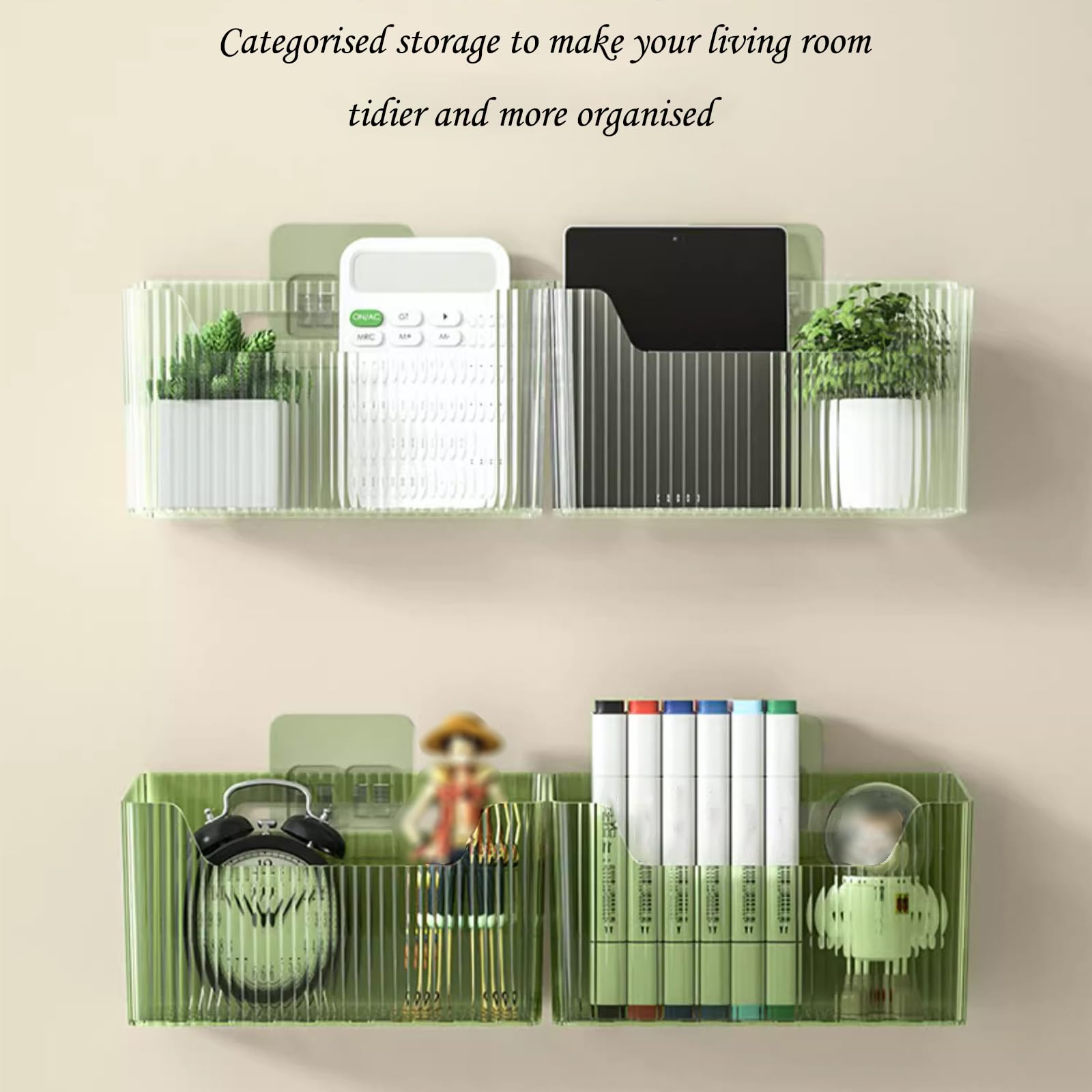 Juego de 2 cubos organizadores de almacenamiento montados en la pared, organizador de ducha apilable de plástico transparente, organizador de maquillaje, contenedor colgante adhesivo para baño, cocina 3