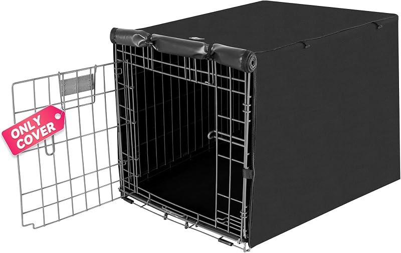 Capa para Caixa de Transporte de Cães em Poliéster 600D com Dupla Porta Seiyierr SYCC003-24-Black, para Caixa de 24 Polegadas, Preta