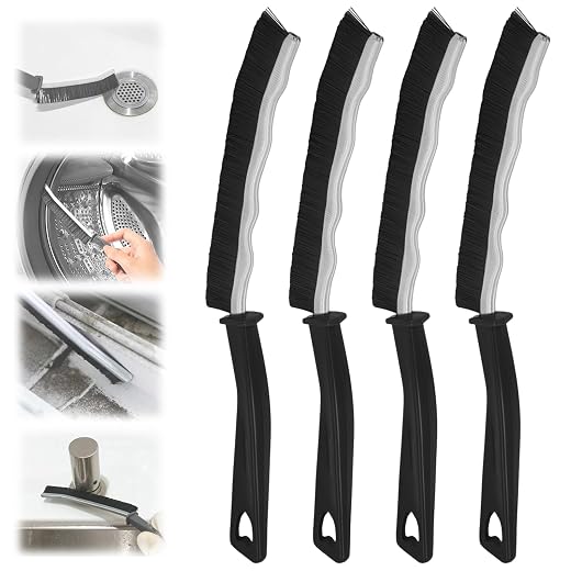 4PCS Cepillo de Limpieza de Grietas, Cepillo Limpiador de lechada de Azulejos, Cepillo Limpieza Hogar de Huecos para Esquinas muertas, Cepillo para Limpiador de Ranuras Ventanas con cerdas duras