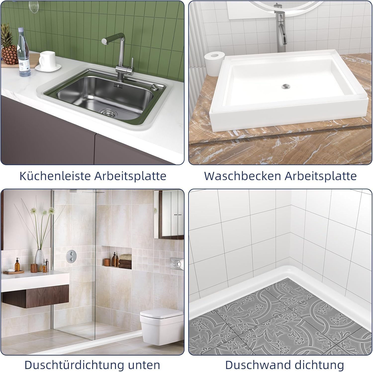 Duschschwelle Selbstklebend, Schwallschutzleiste Dusche Selbstklebend, Duschschwelle Duschdichtung,für Duschtasse, Duschkabine, Küche, Bad (900CM,White)