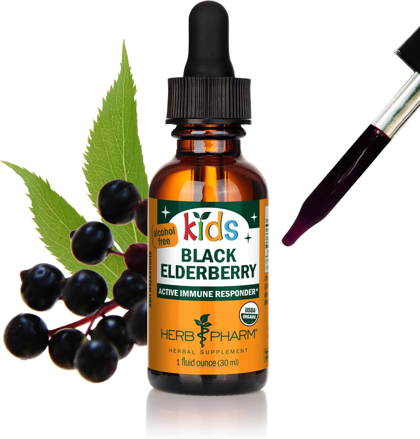 Herb Pharm Kids Certified-Organic Alcohol-Free Black Elderberry Glycerite Liquid Extract, 1 Ounce (GLKELD01) Herb Pharm Kids Certified-Organic Alcohol-Free Black Elderberry Glycerite Liquid Extract, 1 Ounce (GLKELD01)