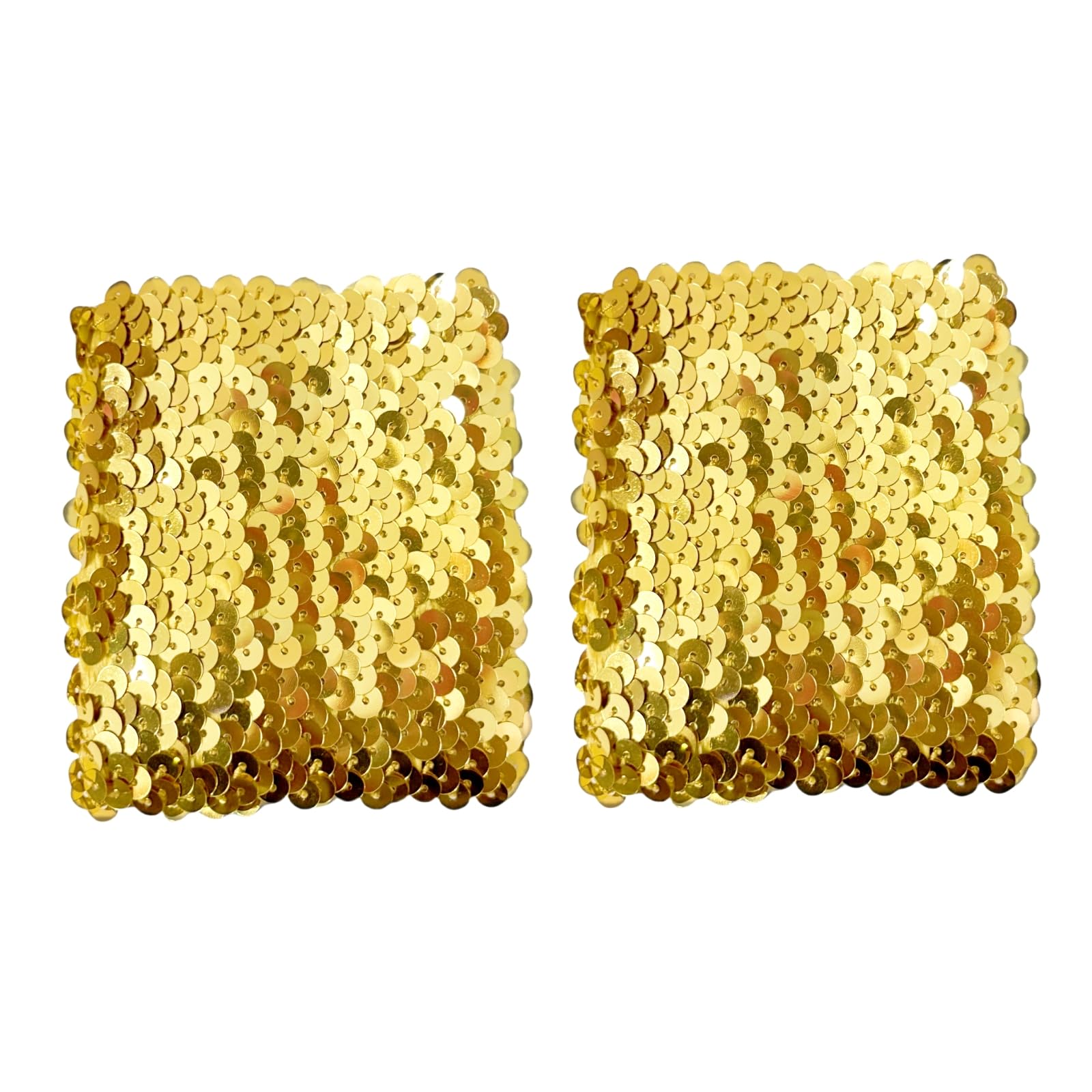 Hybursky Women's Gold Glitter Wrist Cuffs For Shiny Sequin Wristbands Fancy Dress Elastic Sparkly Wrist Strap For 80S Party Disco Party Stage Performance Costume Decoration Accessories(Gold)