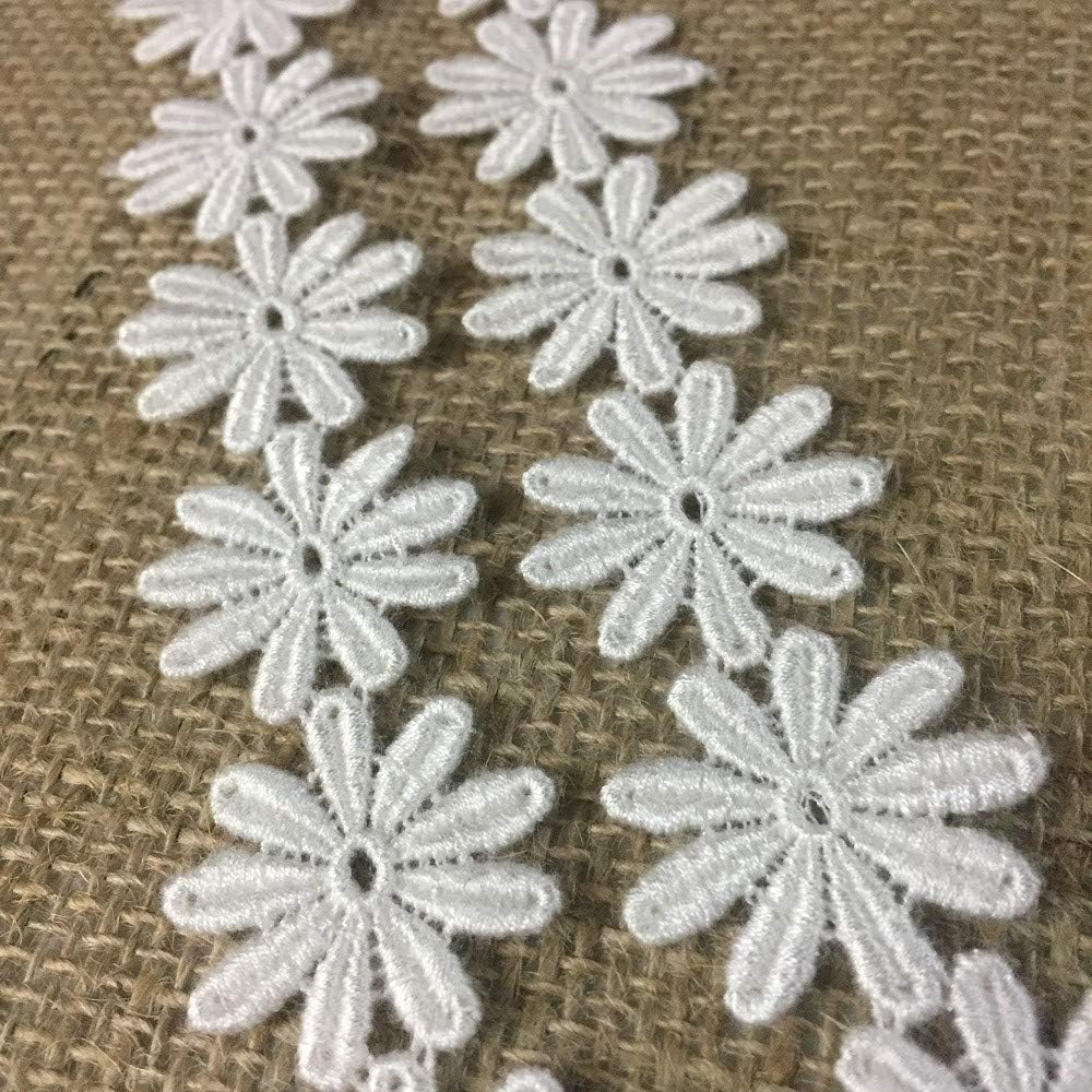5 Yard, Margarita Daisy Flower Venise Lace Trim, Gorgeous, Off White, 1" - Amore Fabrics